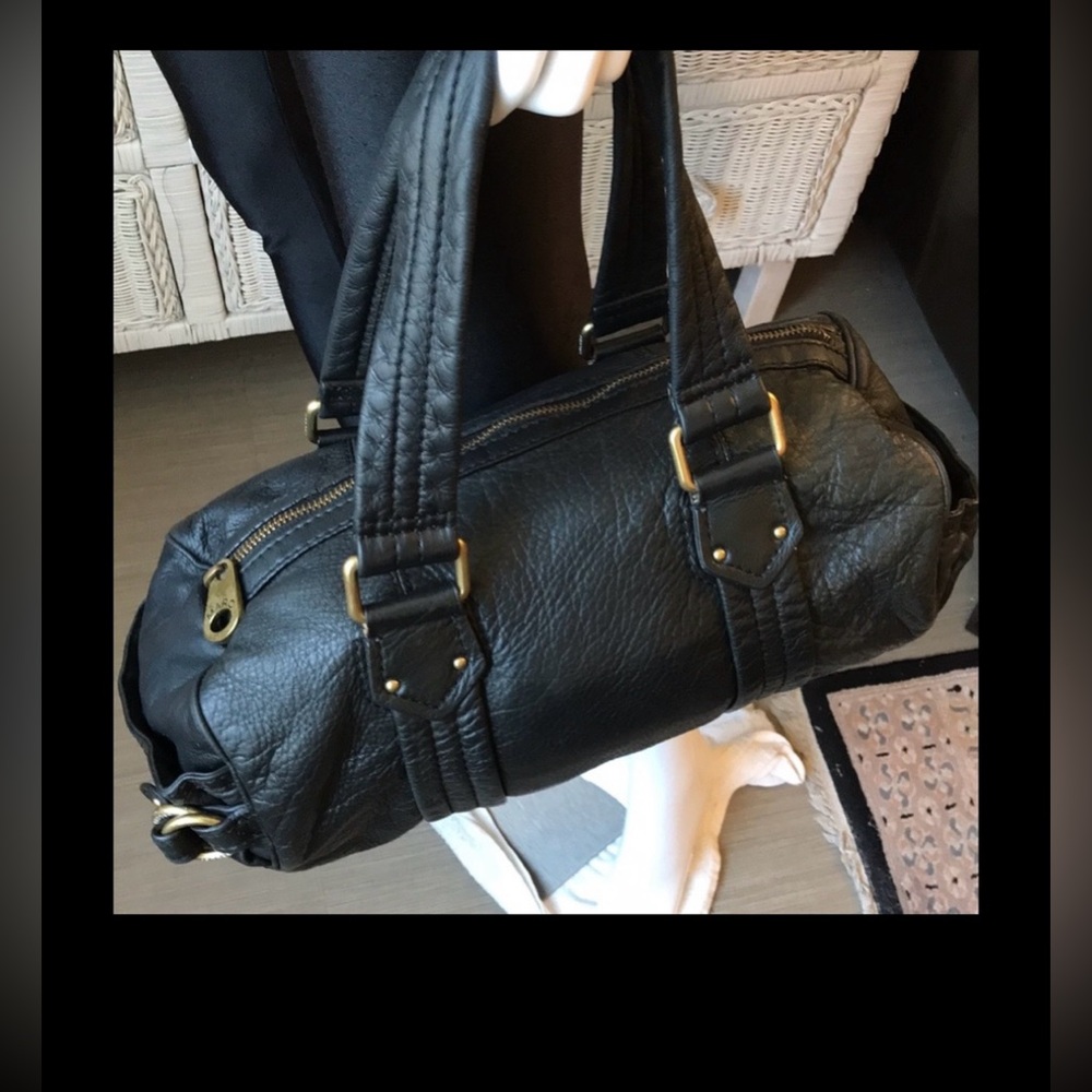 Marc Jacobs Vintage Oversized Black Leather Duffle Bag Pebble Grain 13” x 9”